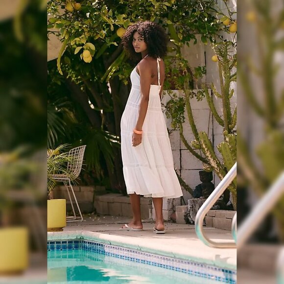 Free People Lorelai Maxi Top XS 2 Women's Casual Halter Flowy Ivory NEW 45158 - Picture 2 of 5